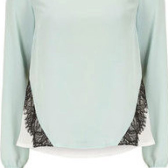 🍃Luxe NWT Colourblock Cutout Lace Blouse - Picture 2 of 7